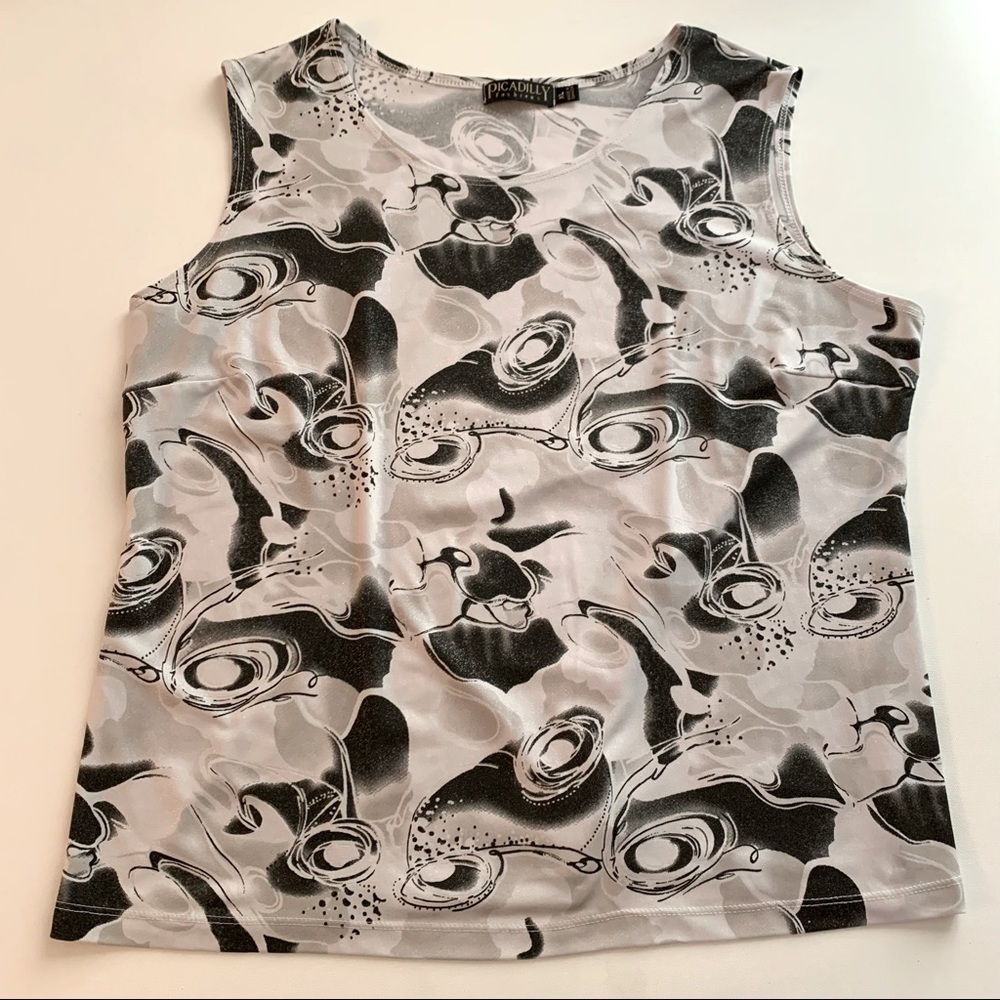 Picadilly Sleeveless Top White Black Sz XL